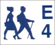 “E4” felirat két vándorral